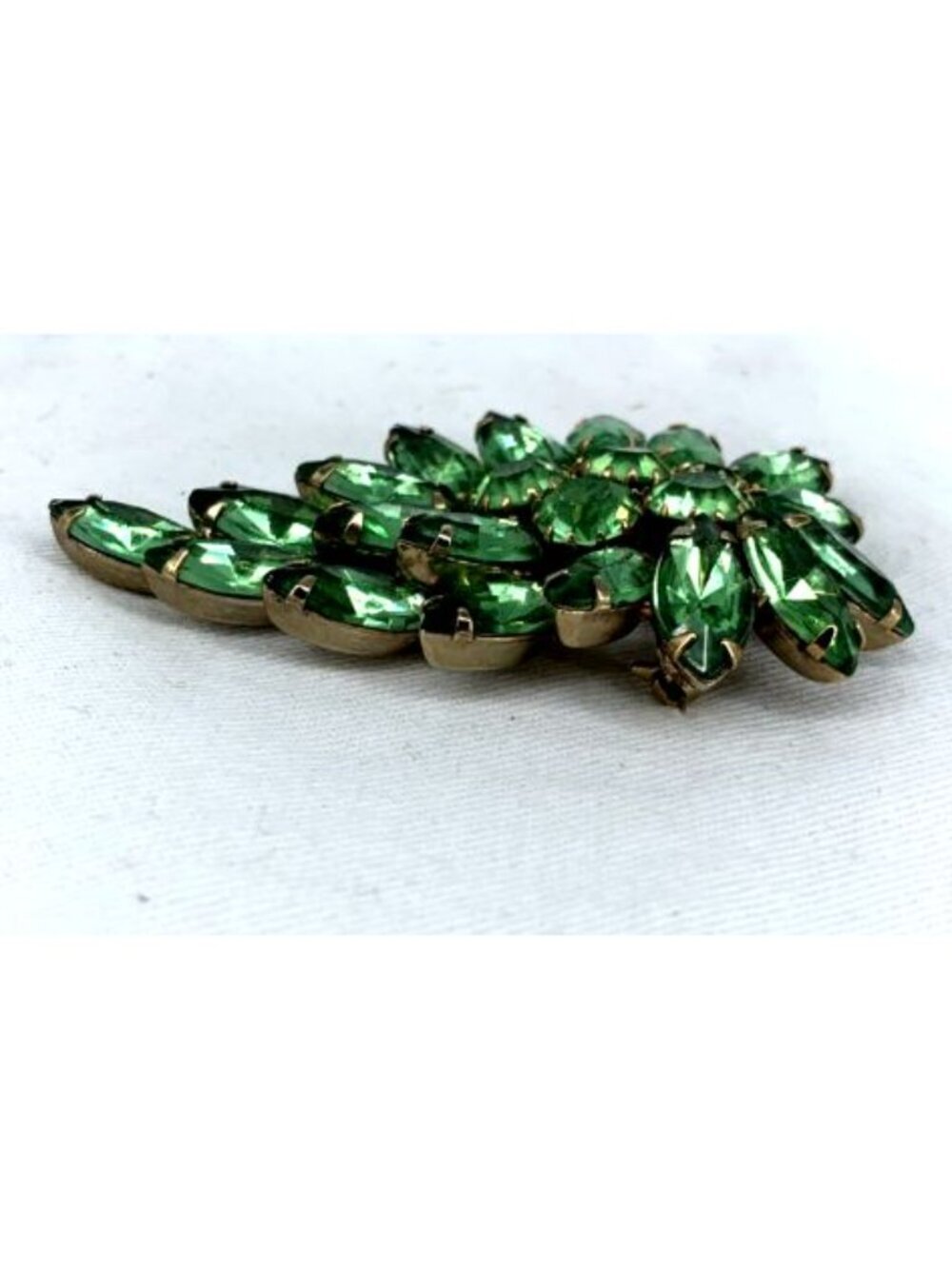 UV Rhinestone Brooch Green Glass Pin Center Stones Glow Rhinestones 2.5" - Picture 5 of 8